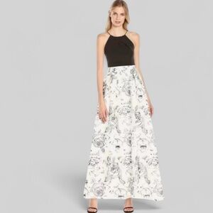 Aidan by Aidan Mattox black floral maxi gown